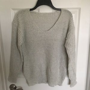 Light gray v neck sweater